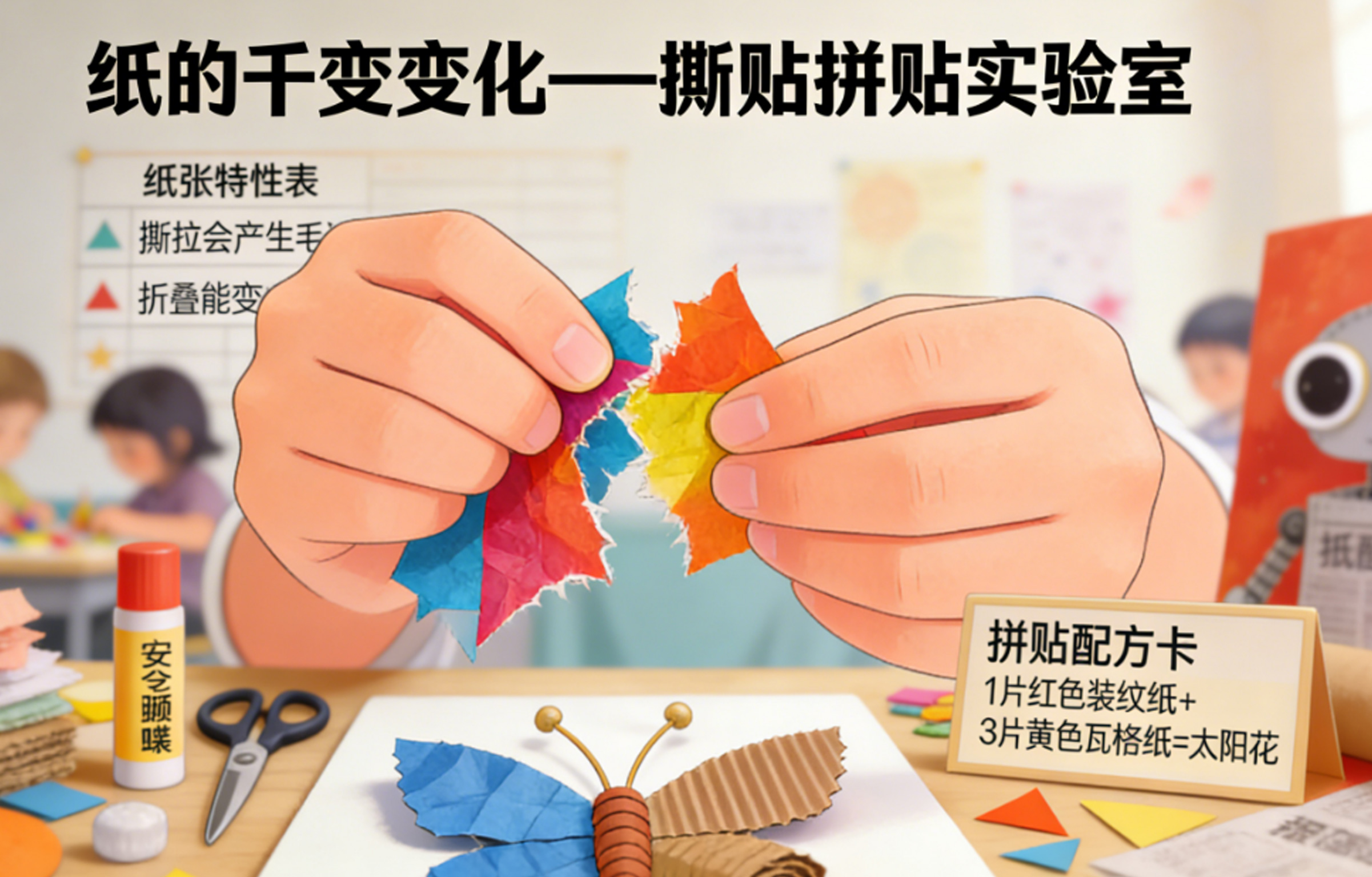 【平面篇】《纸的千变万化——撕贴拼贴实验室》